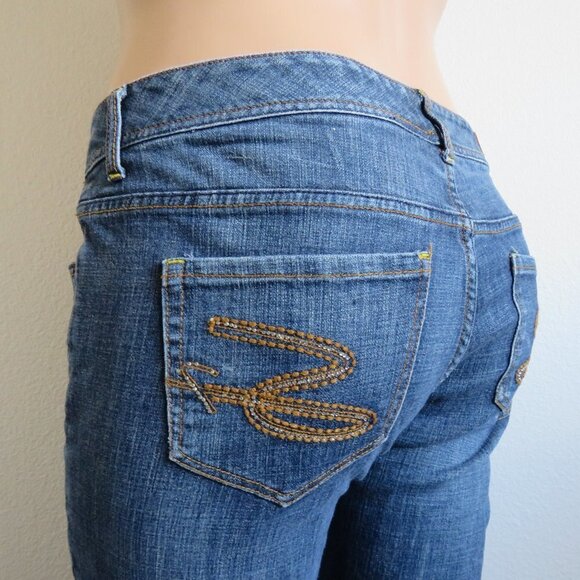 Seven7 Jeans Women Rhinestone Embellished Bootcut Distressed Denim Plus Size 16 - Picture 1 of 3
